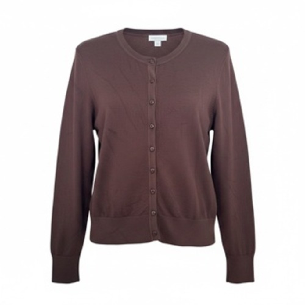 Charter Club Womens XS Brown Crew Neck Button Front Cardigan Sweater Rayon Blend
